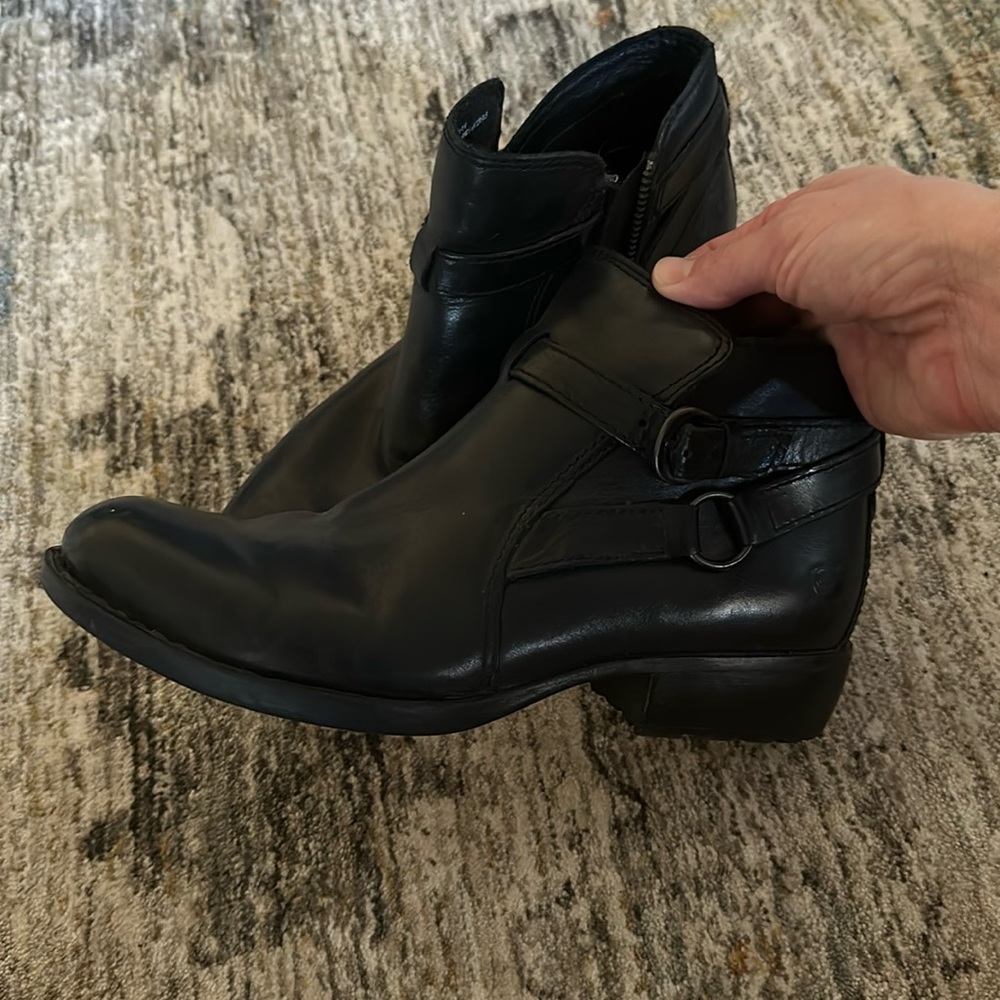 Black leather booties